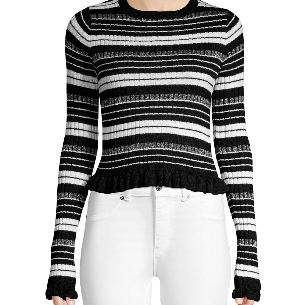 💗NWOT RENVY Striped Cropped Sweater Size L💗